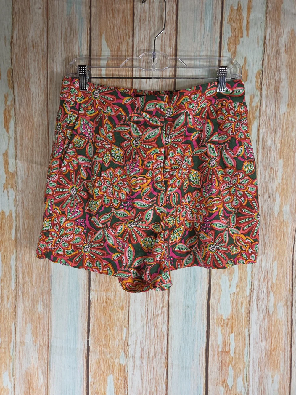 J. Crew Pink Green Orange Navy Floral Print Shorts. Fair Trade Cotton. Size 6